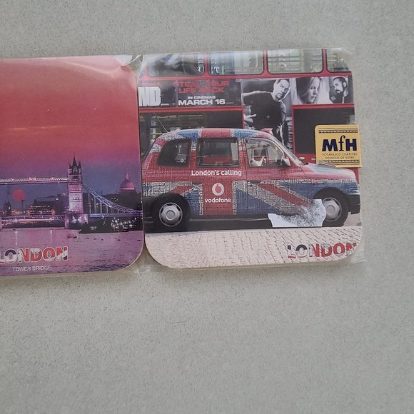 NWT Set of 6 Coasters, London England Themed - Picture 3 of 7